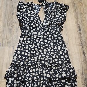SHEIN Black Floral Midi Dress